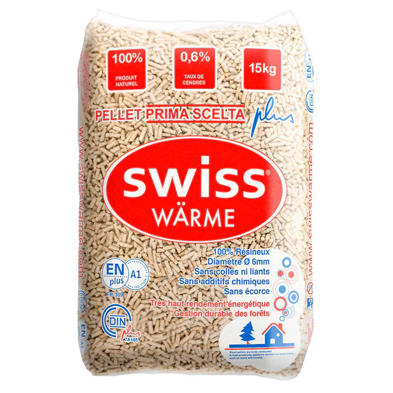 Pellet Swiss Warme EN+A1 DIN+ 100% Nadelholz – Palette mit 70 Säcken à 15 kg