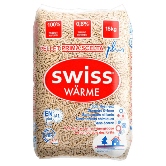 Pellet Swiss Warme EN+A1 DIN+ 100% Nadelholz – Palette mit 70 Säcken à 15 kg